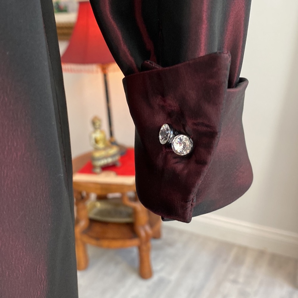 David Meister Satin Burgundy 2 Piece Maxi Dress - Picture 9 of 10